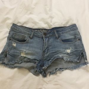 Papaya Distressed Jean Shorts